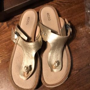 Gold leather sandals